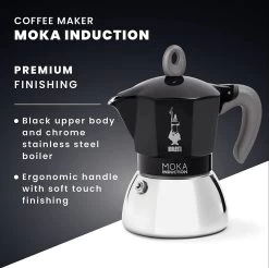 Bialetti 2 Cups - 100ml MOKA INDUCTION Stove Top Espresso Maker Black -Café Essentials Shop php2IWSl1 3