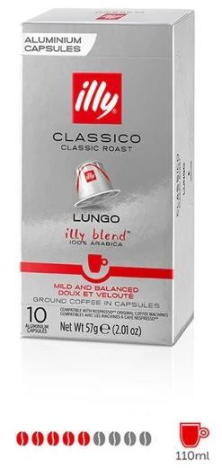 Illy NESPRESSO® Compatible LUNGO CLASSICO Classic Meduim Roast Blend - Box Of 10