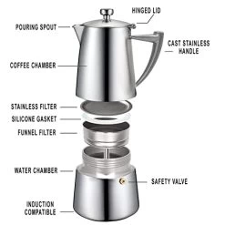 Cuisinox Milano Satin 6 Cups Espresso Stainless Steel Coffee Maker