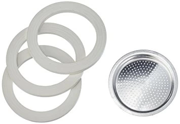 Bialetti Replacement Silicone Gaskets + Filter For BRIKKA 4 Cups Coffee Makers 1 Bialetti Replacement Silicone Gaskets + Filter For BRIKKA 4 Cups Coffee Makers