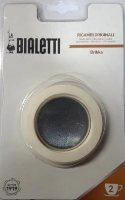 Bialetti Replacement Silicone Gaskets + Filter For BRIKKA 2 Cups Coffee Makers