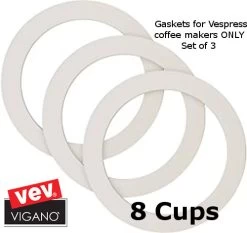 Vev Vigano 8 Cups Replacement Silicone Gaskets For INOX VESPRESS Coffee Makers Only