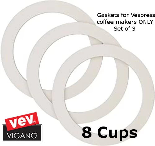 Vev Vigano 8 Cups Replacement Silicone Gaskets For INOX VESPRESS Coffee Makers Only 1 Vev Vigano 8 Cups Replacement Silicone Gaskets For INOX VESPRESS Coffee Makers Only